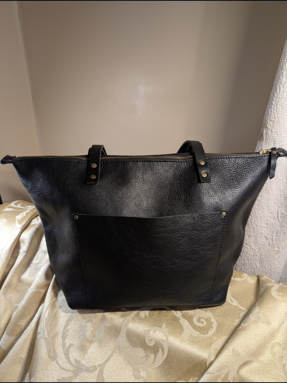 Portland Leather Black Leather Tote Bag